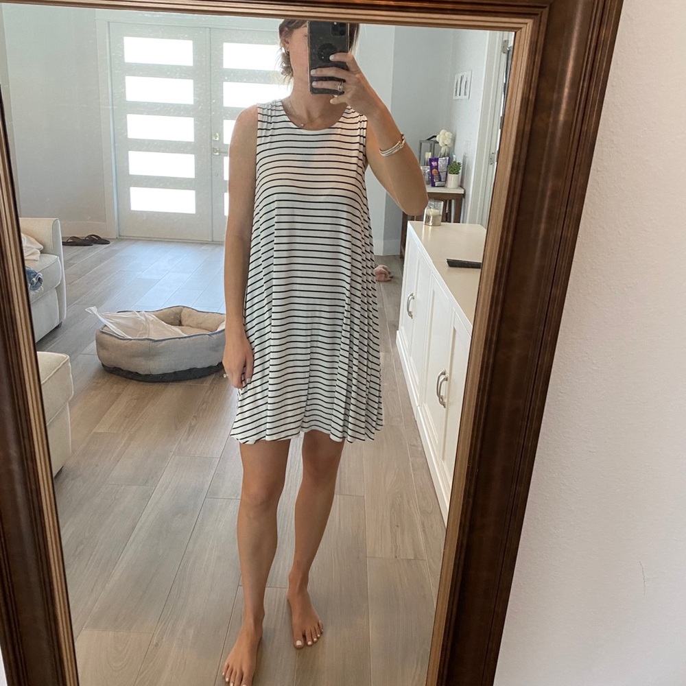 Black and white shift dress